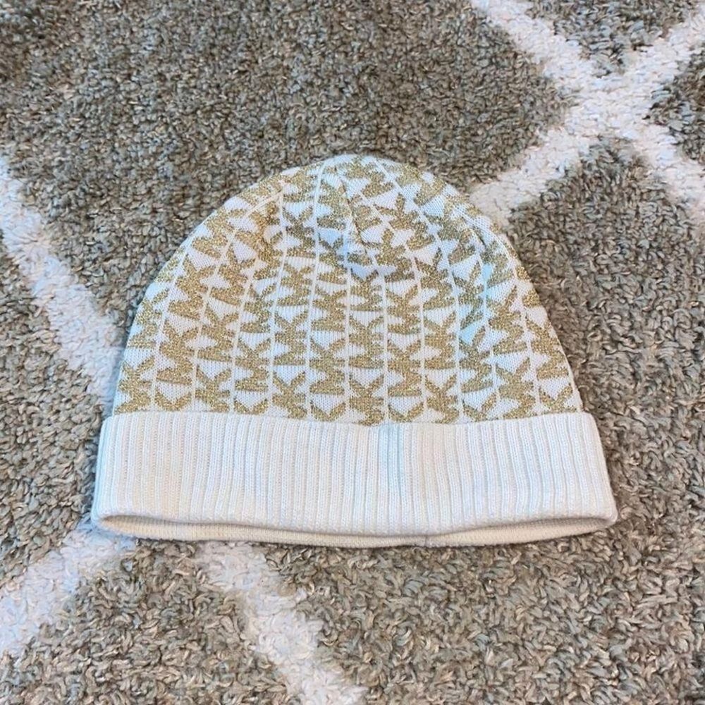 Michael Kors Gold Metallic Lightweight Beanie